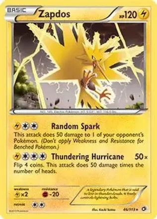 2013 Pokemon Black & White Legendary Treasures #46/113 - Zapdos