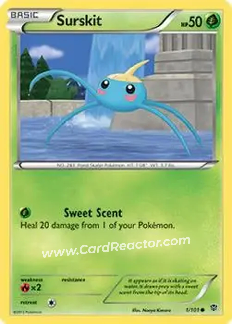 2013 Pokemon Black & White Plasma Blast #1/101 - アメタマ - Front