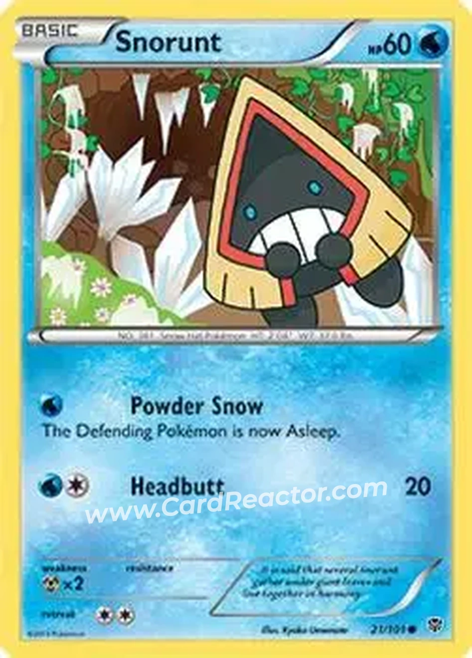 2013 Pokemon Black & White Plasma Blast #21/101 - Snorunt - Front
