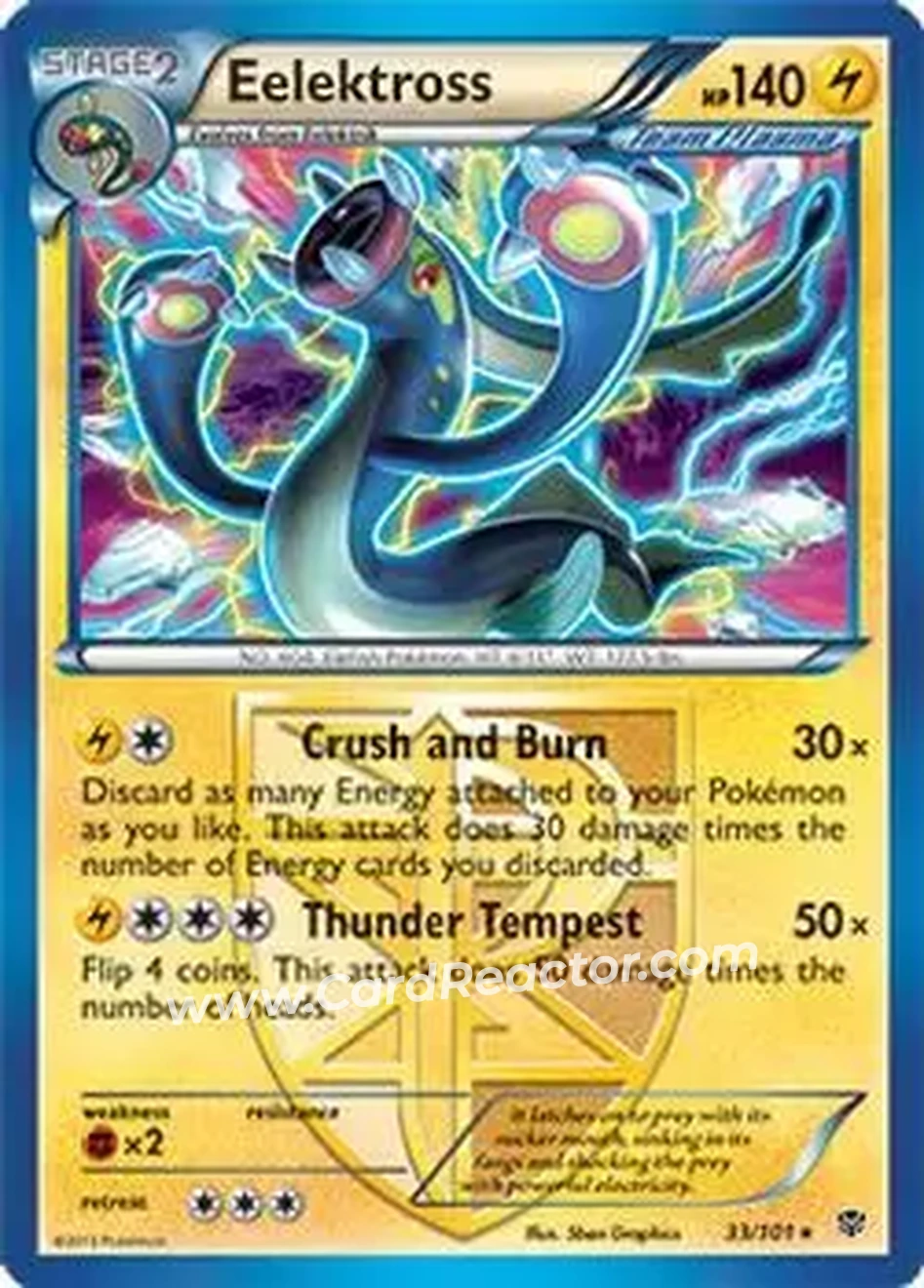 2013 Pokemon Black & White Plasma Blast #33/101 - Eelektross - Front