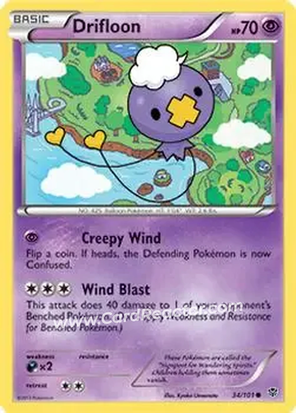 2013 Pokemon Black & White Plasma Blast #34/101 - Drifloon - Front