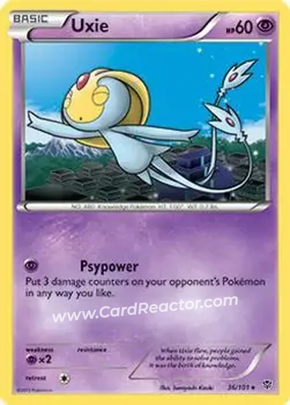 2013 Pokemon Black & White Plasma Blast #36/101 - Uxie - Front