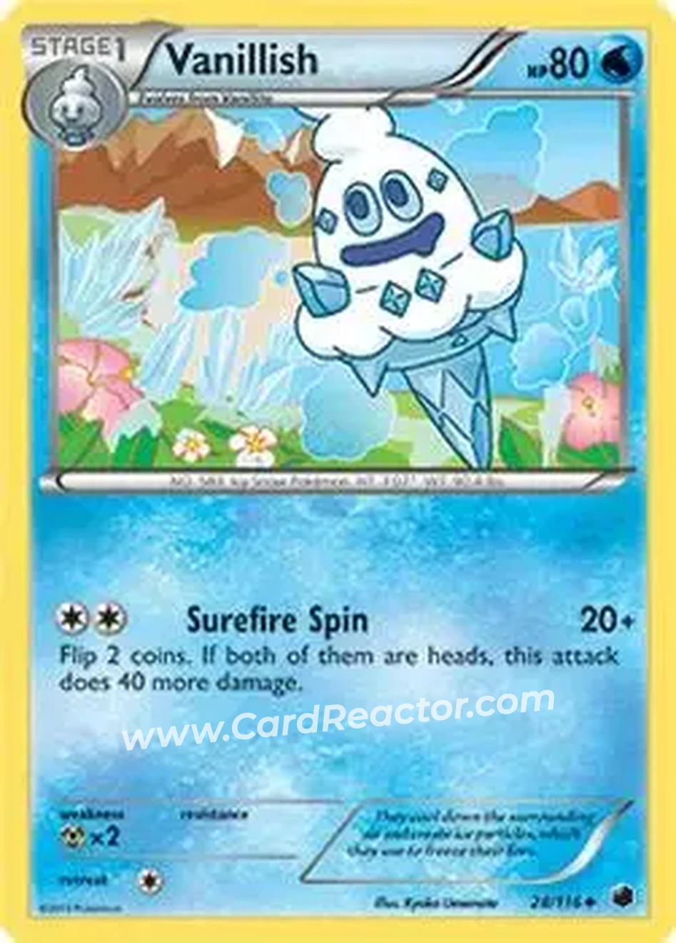 2013 Pokemon Black & White Plasma Freeze #28/116 - Vanillish - Front