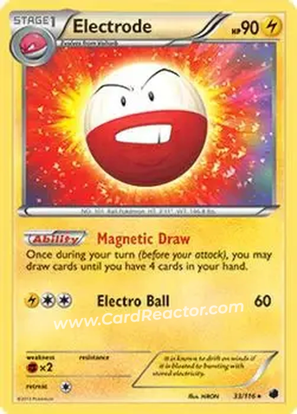 2013 Pokemon Black & White Plasma Freeze #33/116 - Electrode - Front
