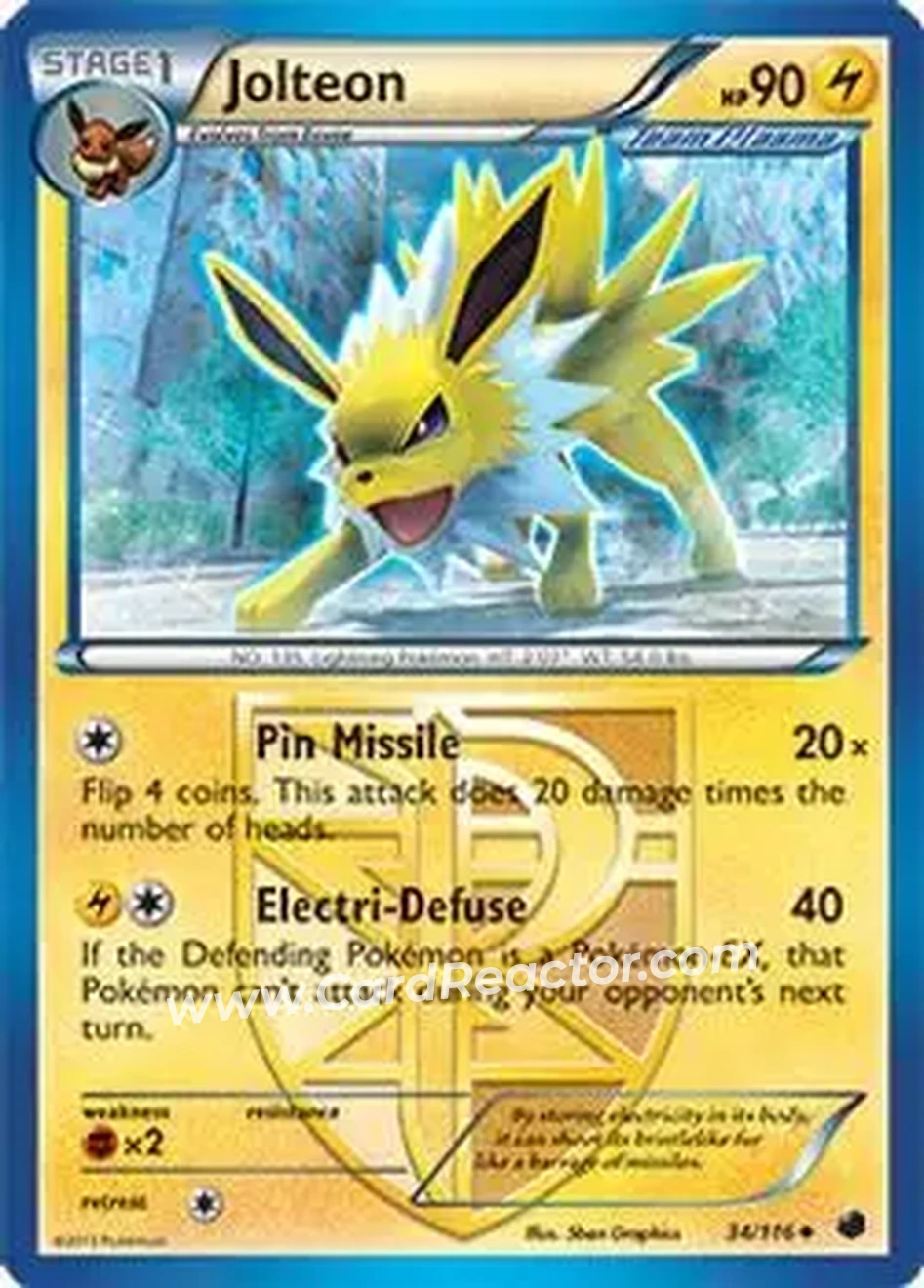 2013 Pokemon Black & White Plasma Freeze #34/116 - Jolteon - Front