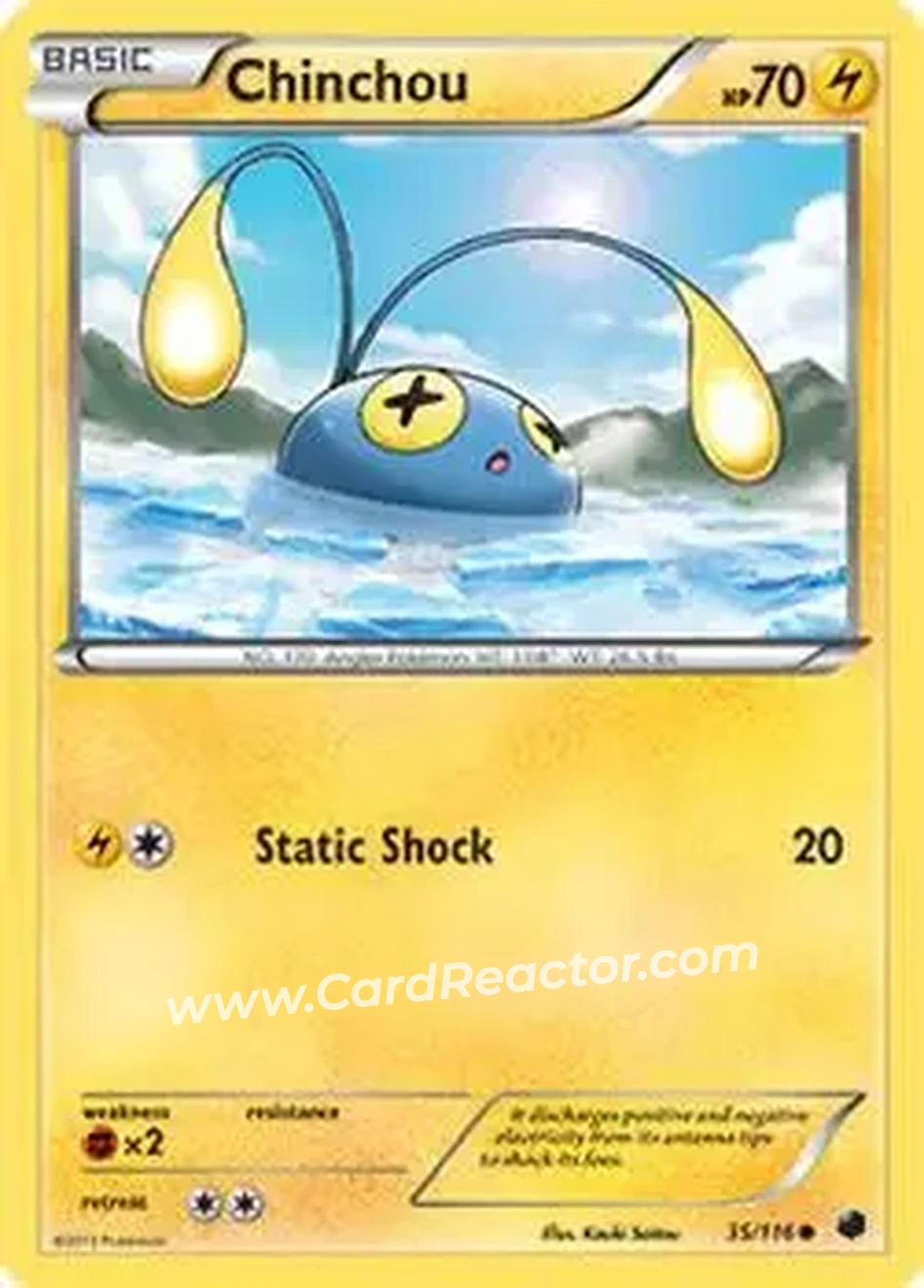 2013 Pokemon Black & White Plasma Freeze #35/116 - Chinchou - Front
