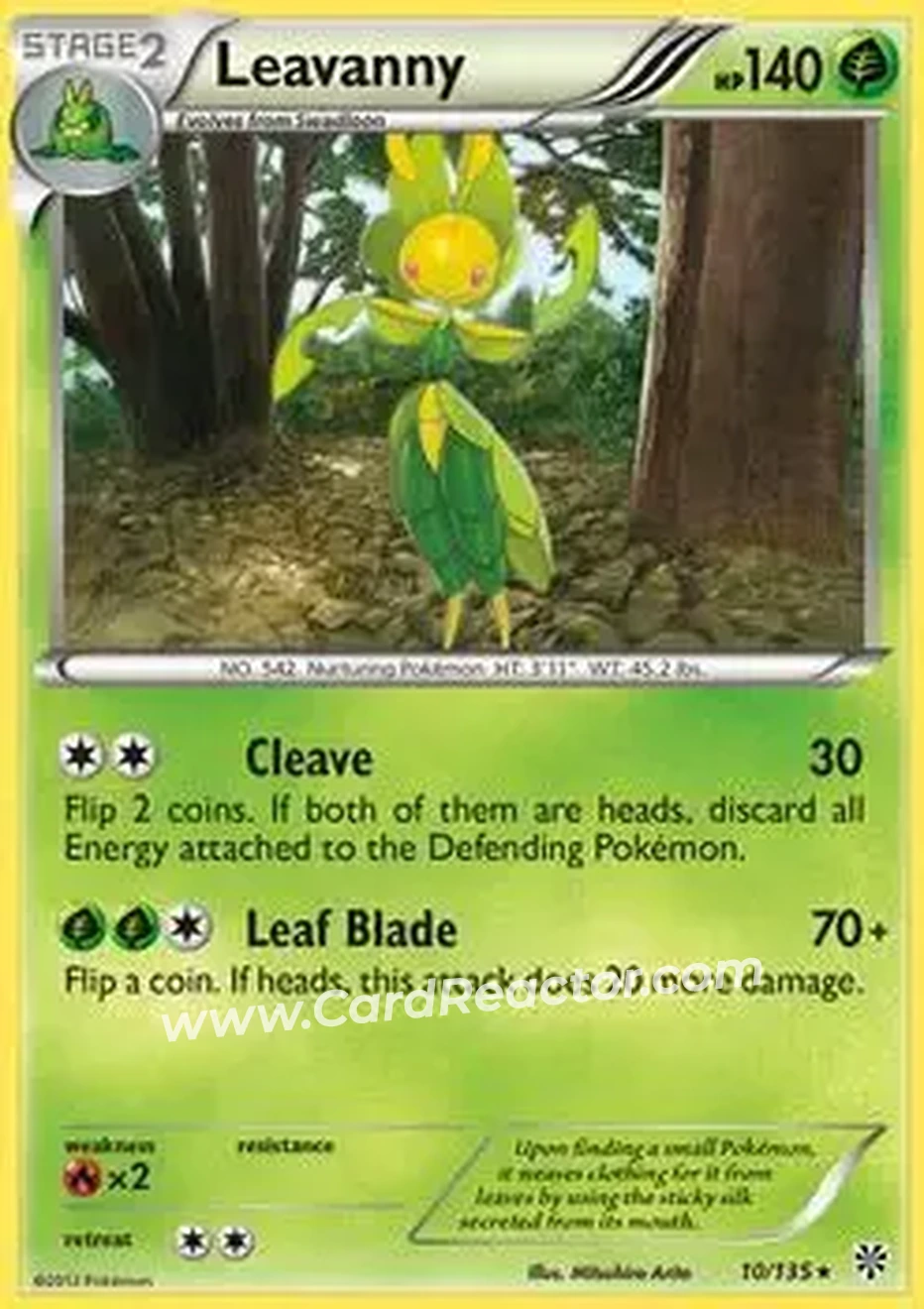 2013 Pokemon Black & White Plasma Storm #10 - Leavanny - Front