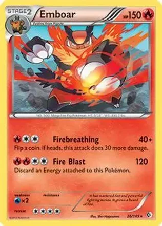 2012 Pokemon Black & White Boundaries Crossed #26/149 - Emboar