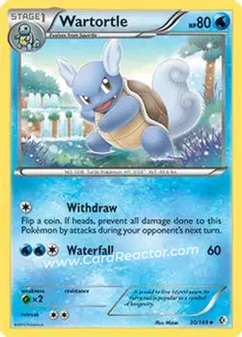 2012 Pokemon Black & White Boundaries Crossed #30/149 - Wartortle - Front