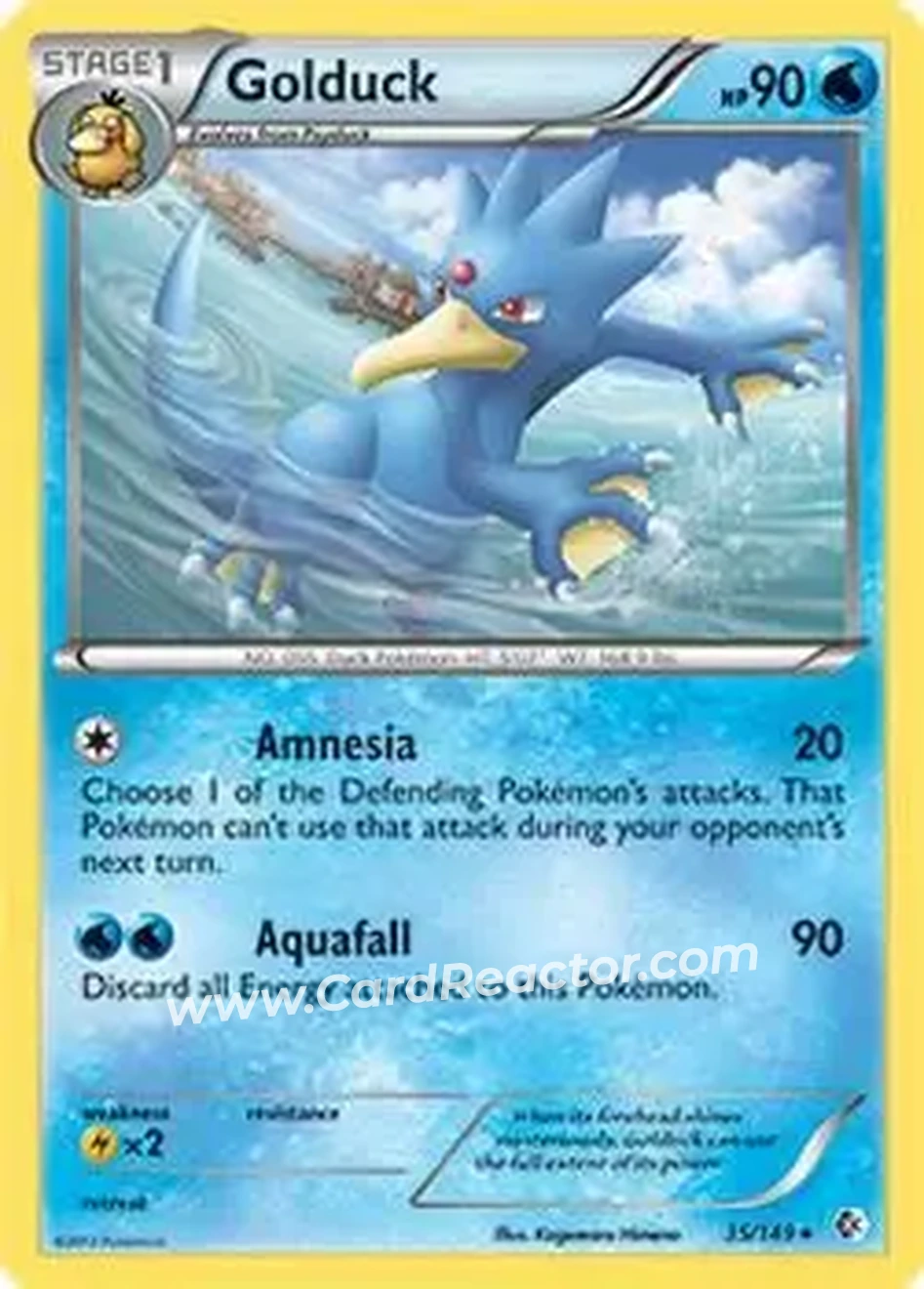 2012 Pokemon Black & White Boundaries Crossed #35/149 - Golduck - Front