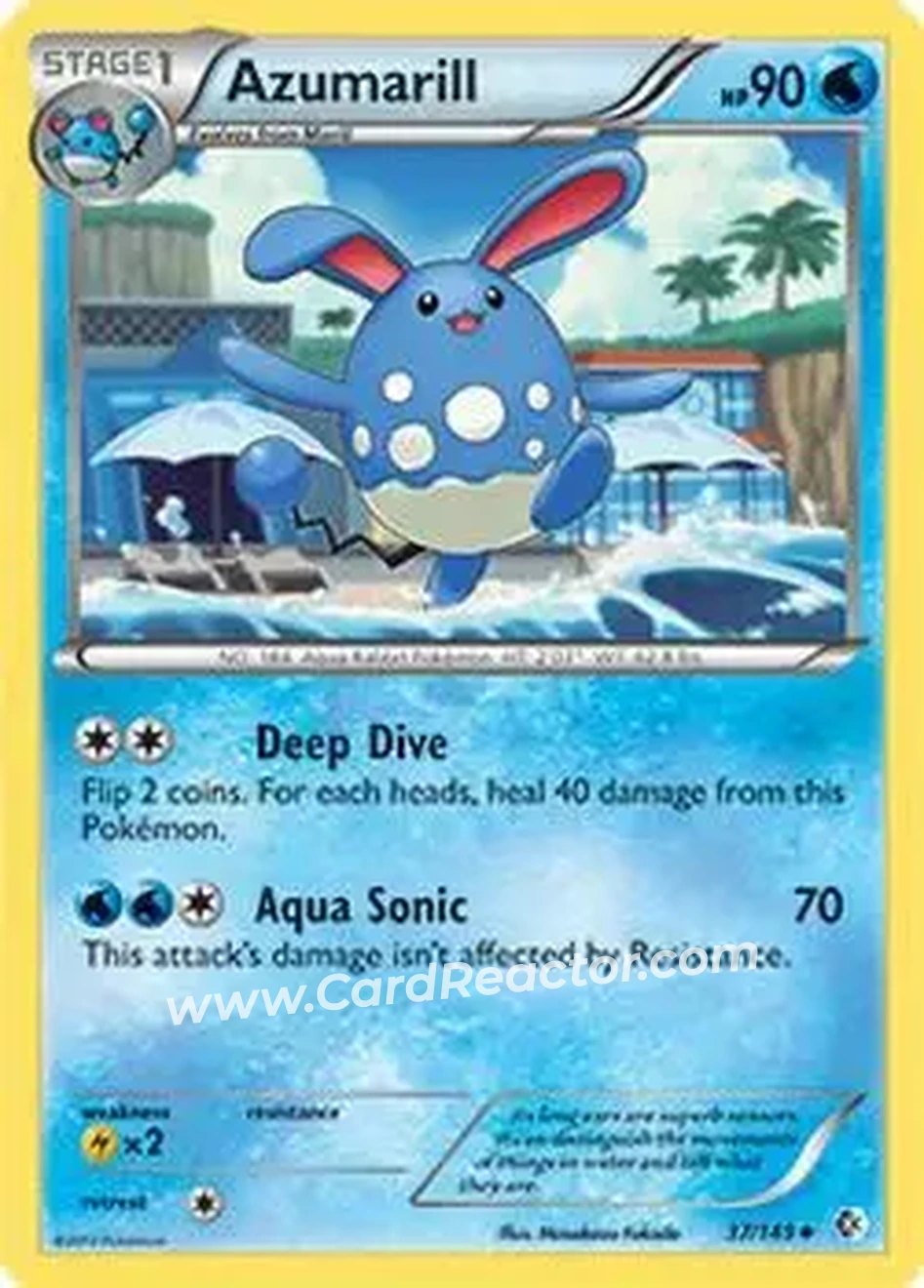 2012 Pokemon Black & White Boundaries Crossed #37/149 - Azumarill - Front