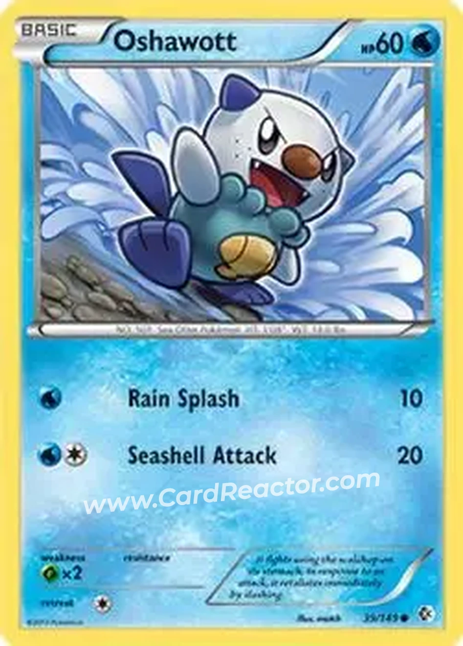 2012 Pokemon Black & White Boundaries Crossed #39/149 - Oshawott - Front
