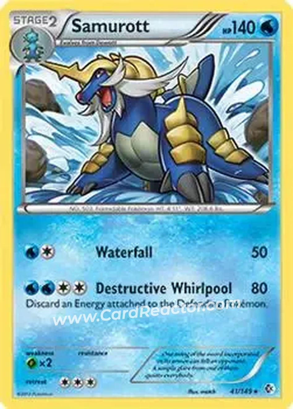 2012 Pokemon Black & White Boundaries Crossed #41/149 - Samurott - Front