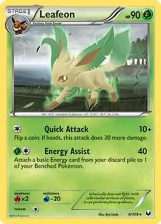 2012 Pokemon Black & White Dark Explorers #6/108 - Leafeon