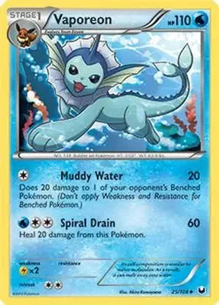 2012 Pokemon Black & White Dark Explorers #25/108 - Vaporeon