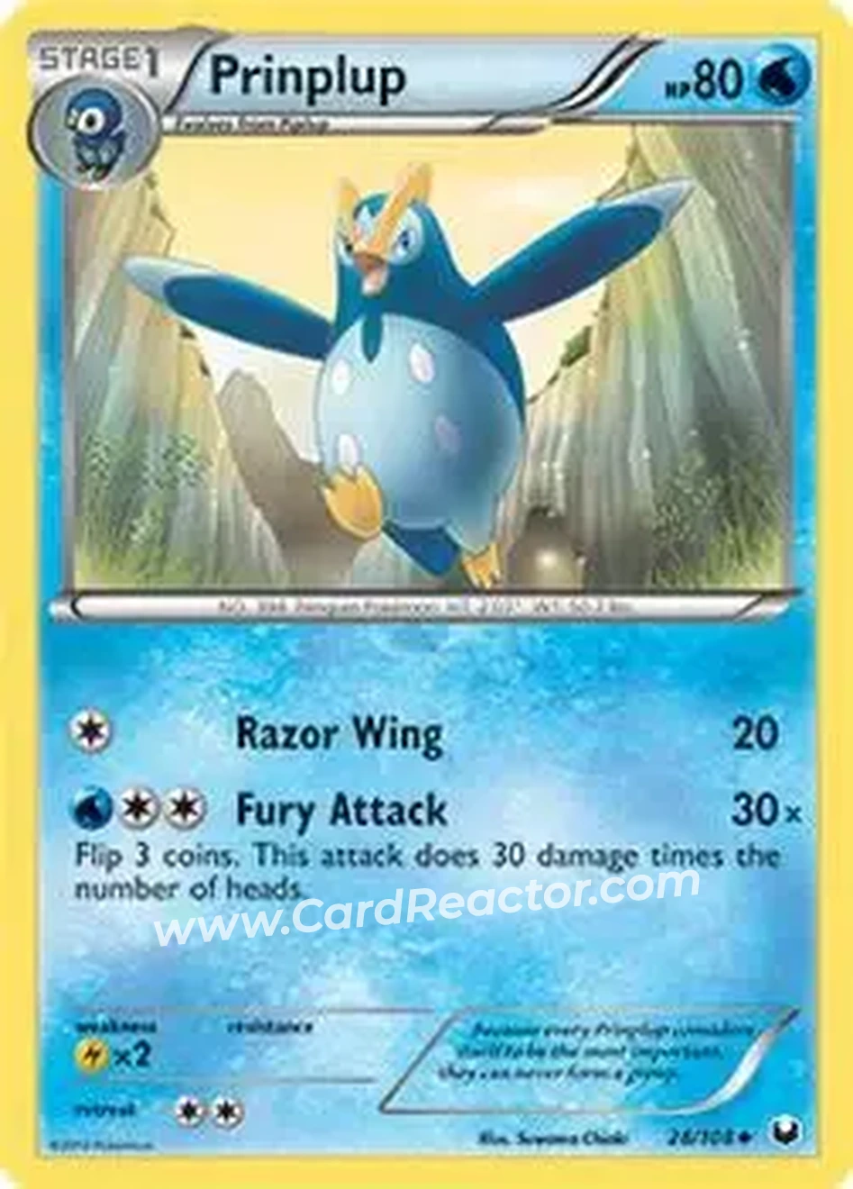 2012 Pokemon Black & White Dark Explorers #28/108 - Prinplup - Front
