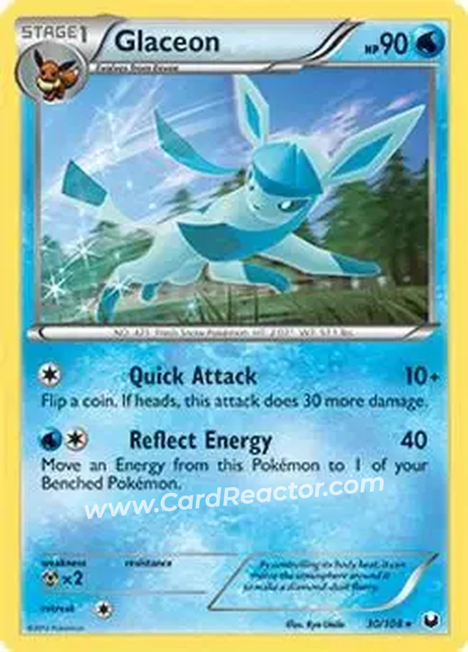 2012 Pokemon Black & White Dark Explorers #30/108 - Glaceon ex - Front