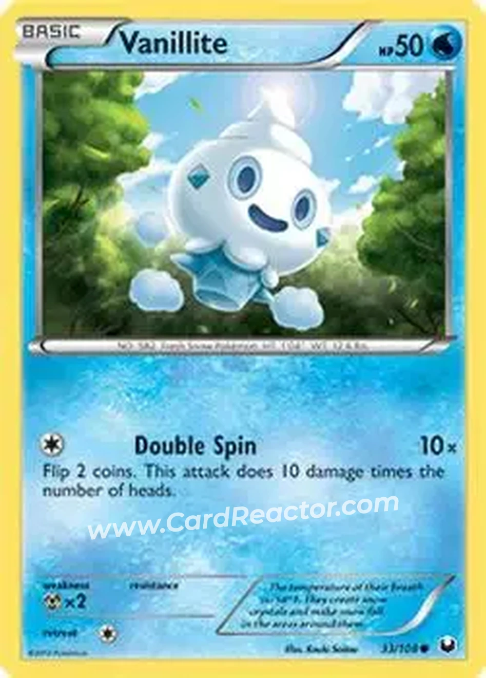 2012 Pokemon Black & White Dark Explorers #33/108 - Vanillite - Front