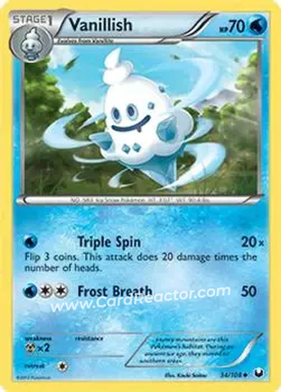 2012 Pokemon Black & White Dark Explorers #34/108 - Vanillish - Front