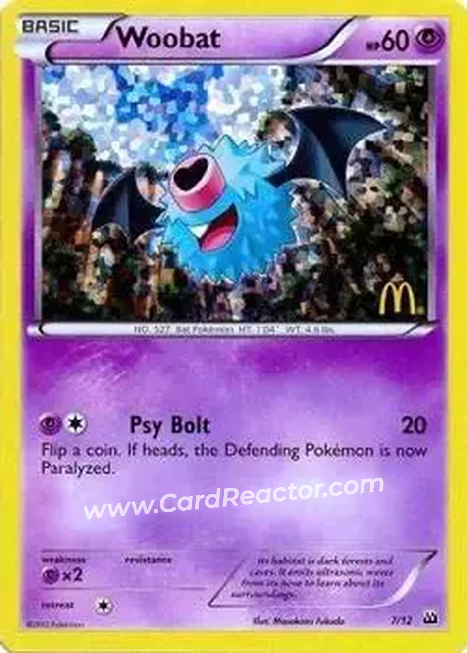 2012 Pokemon McDonald's Collection #7 - Woobat - Front