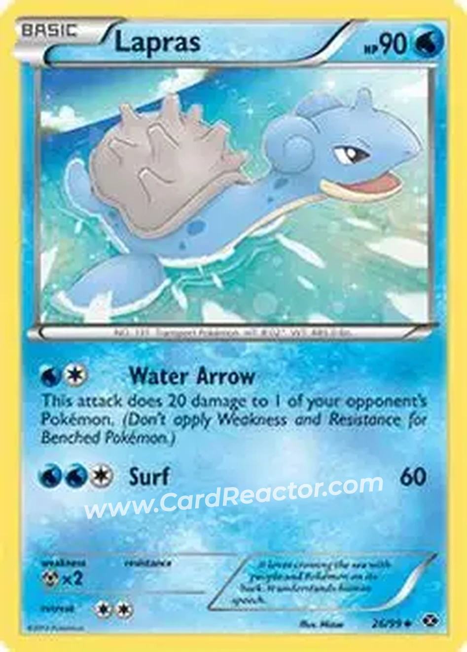 2012 Pokemon Next Destinies #26/99 - Lapras - Front