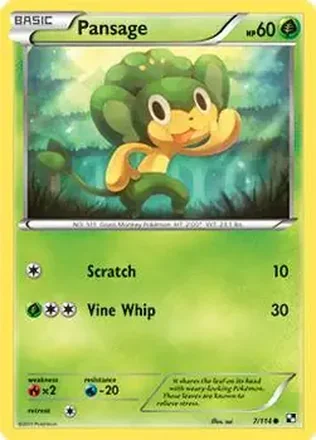 2011 Pokemon Black & White #7/114 - Pansage