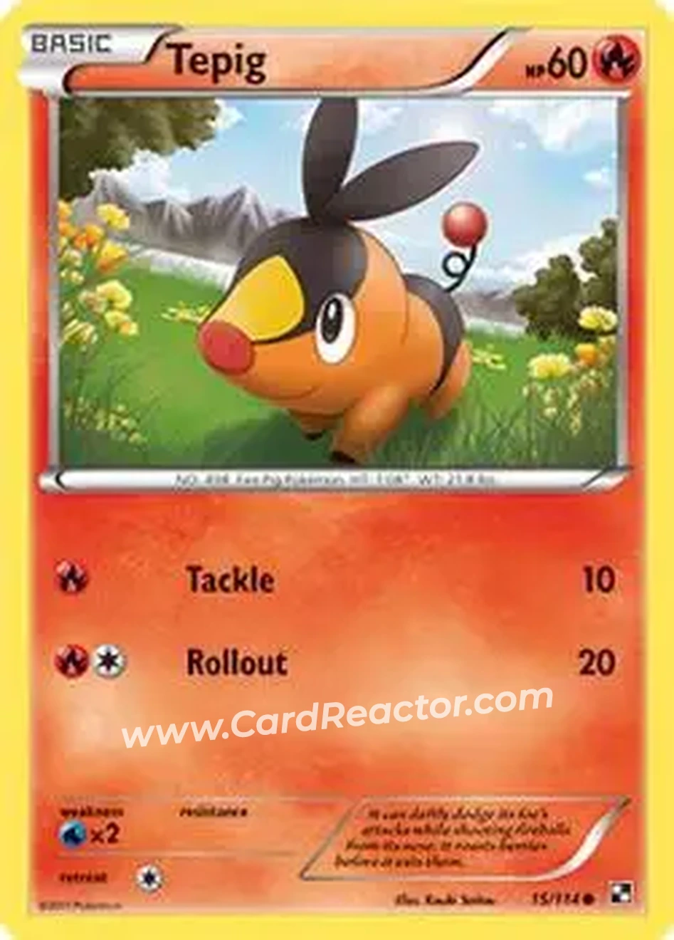 2011 Pokemon Black & White #15/114 - Tepig - Front
