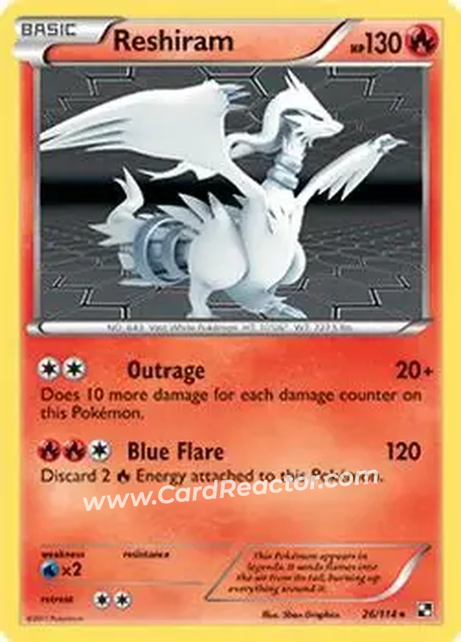 2011 Pokemon Black & White #26/114 - Reshiram - Front