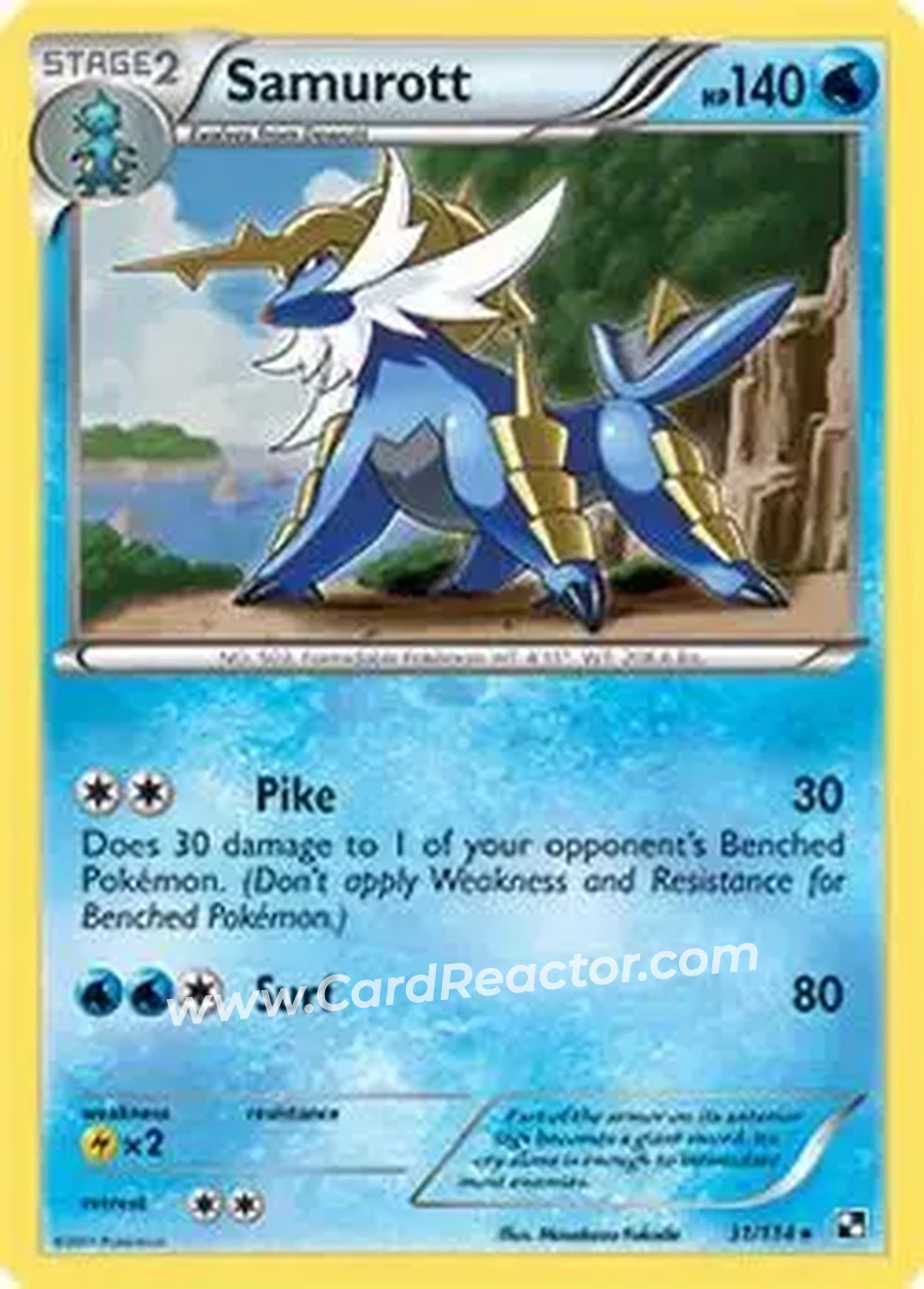 2011 Pokemon Black & White #31/114 - Samurott - Front