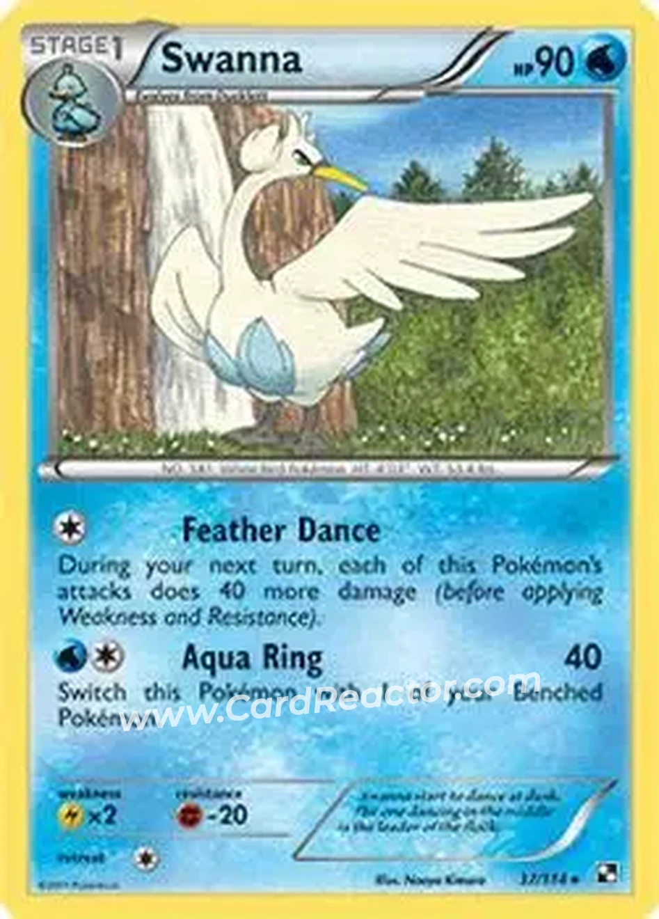 2011 Pokemon Black & White #37/114 - Swanna - Front