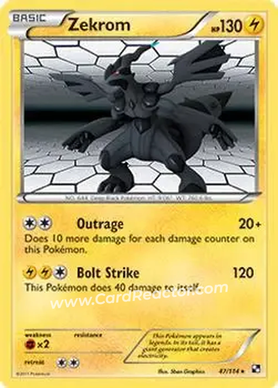 2011 Pokemon Black & White #47/114 - Zekrom ex - Front