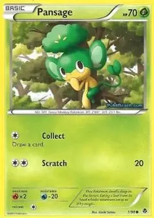 2011 Pokemon Black & White Emerging Powers #1/98 - Pansage
