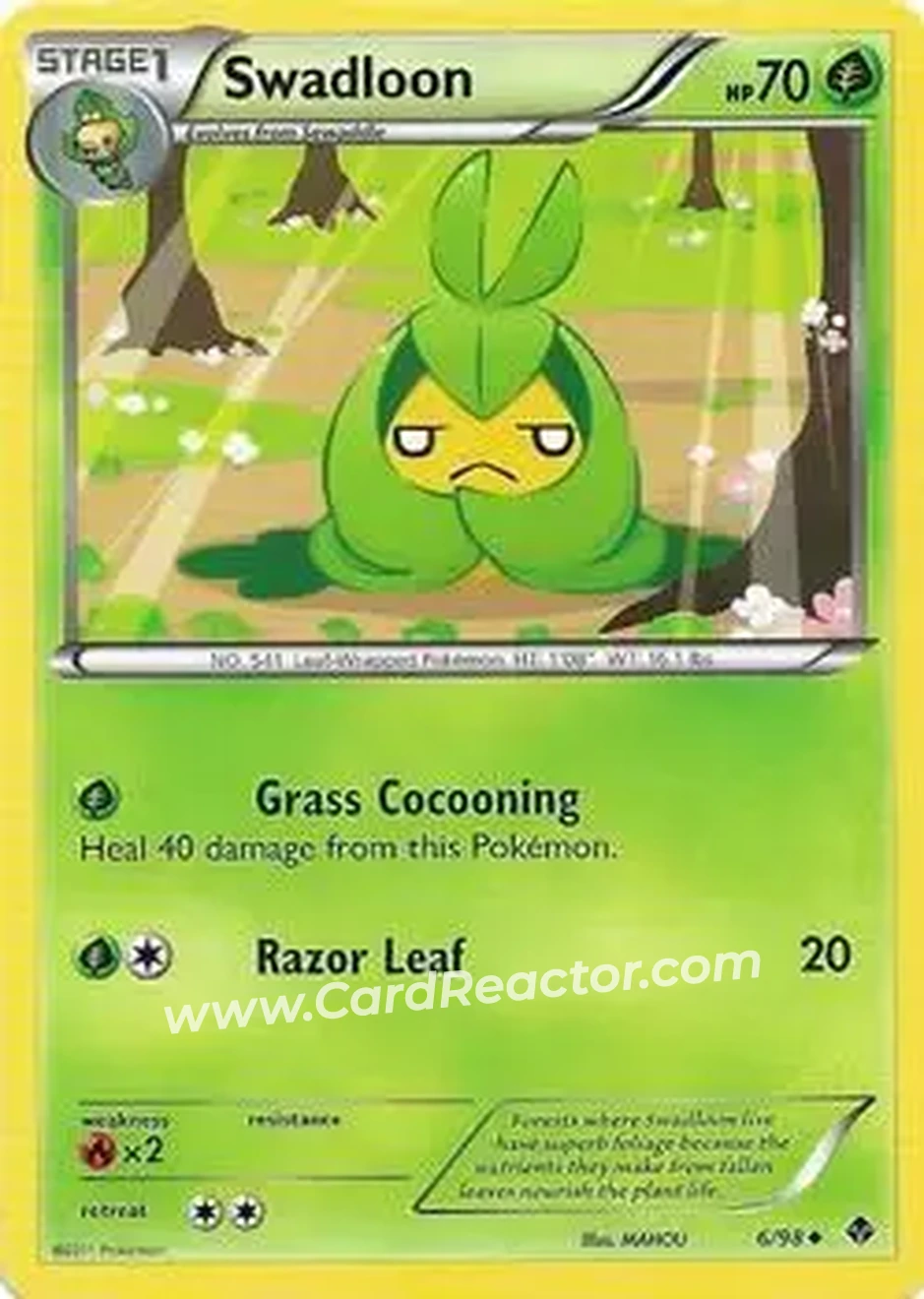 2011 Pokemon Black & White Emerging Powers #6/98 - Swadloon - Front