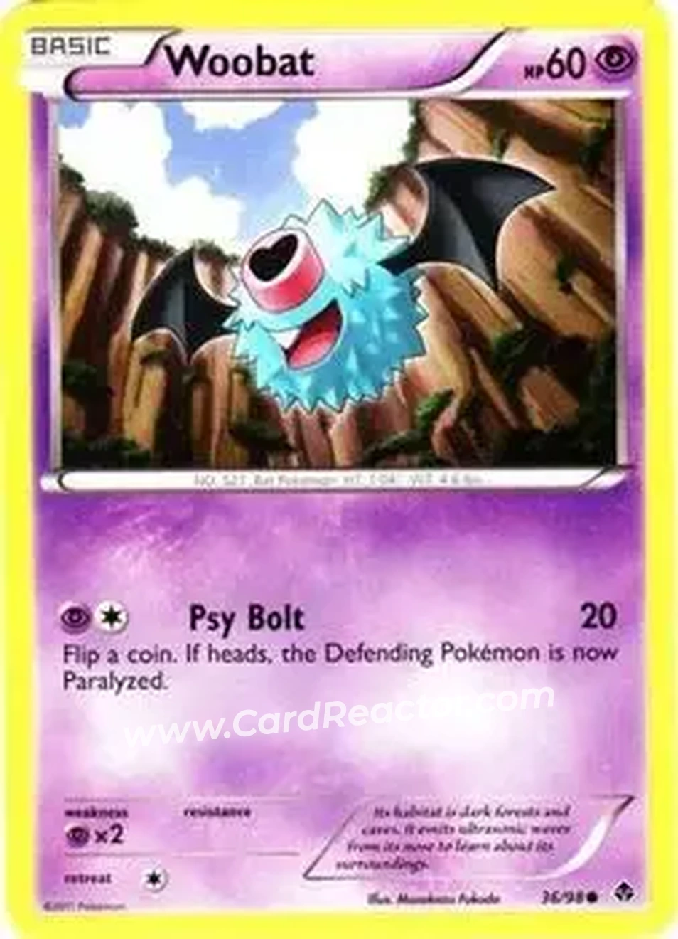 2011 Pokemon Black & White Emerging Powers #36/98 - Woobat - Front