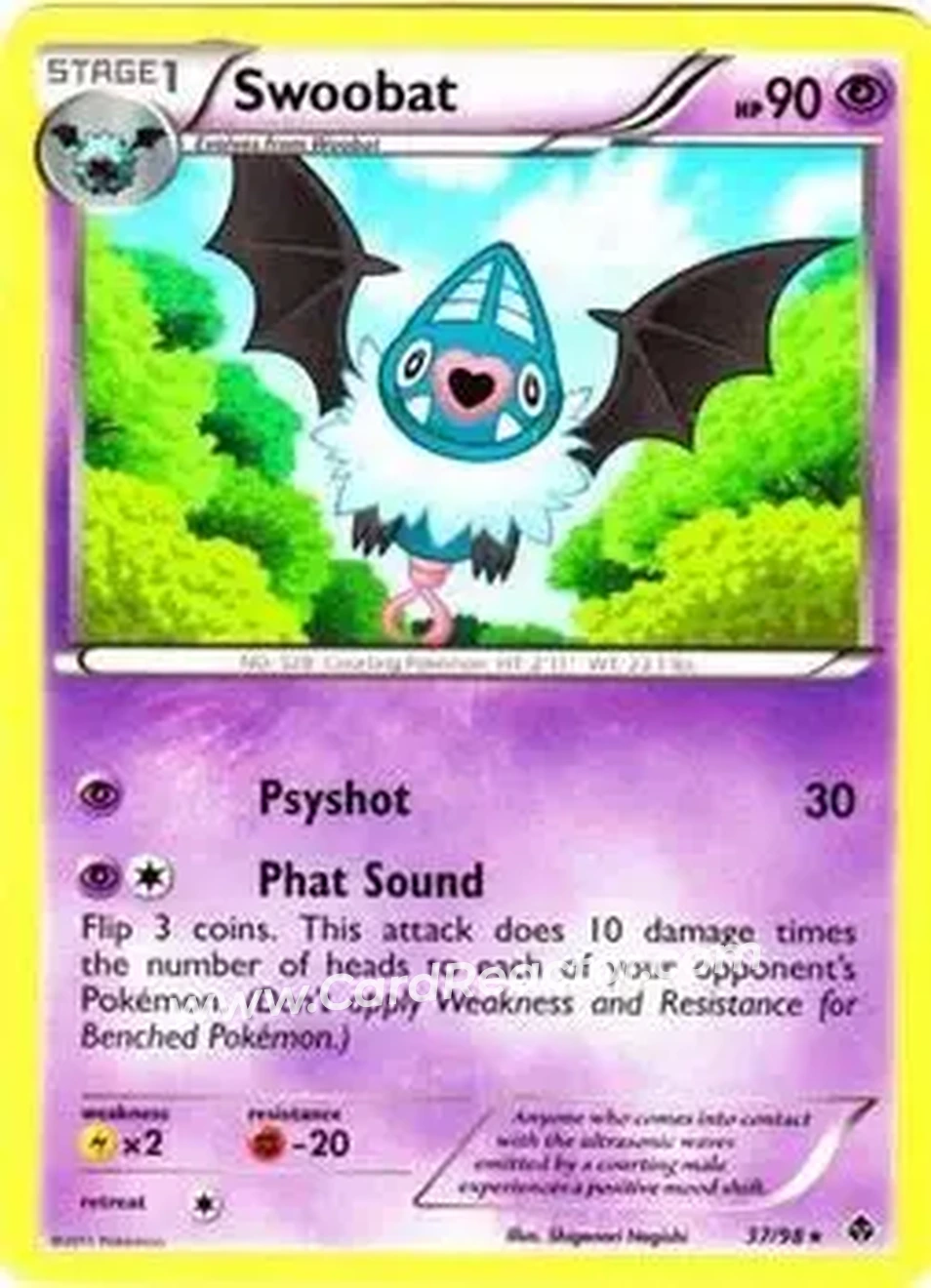 2011 Pokemon Black & White Emerging Powers #37/98 - Swoobat - Front