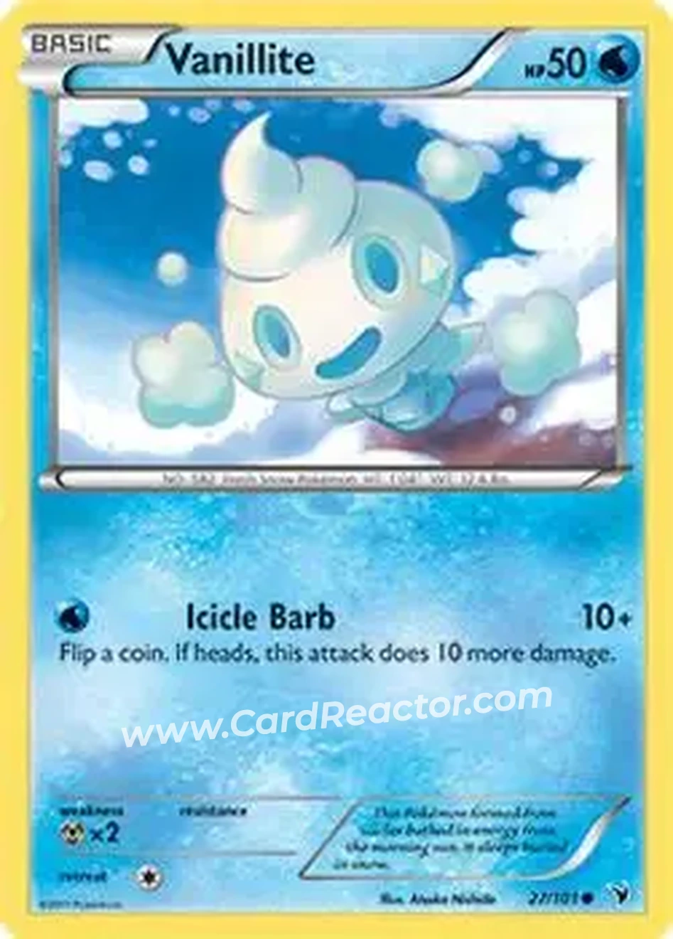 2011 Pokemon Black & White Noble Victories #27/101 - Vanillite - Front
