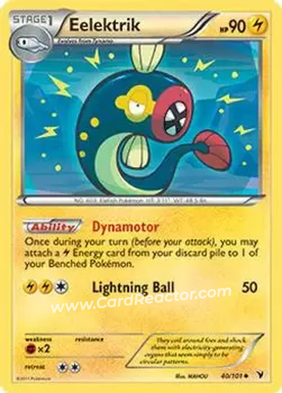 2011 Pokemon Black & White Noble Victories #40/101 - Eelektrik - Front