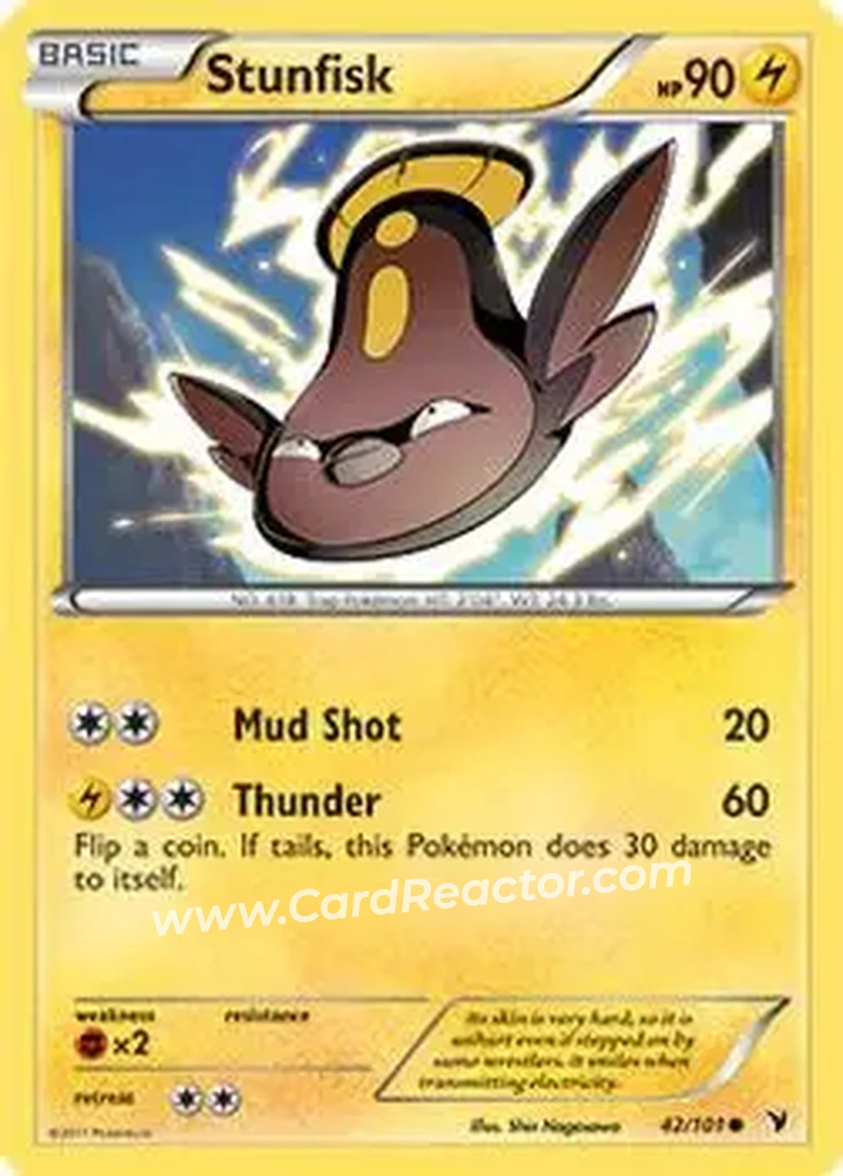 2011 Pokemon Black & White Noble Victories #42/101 - Stunfisk - Front