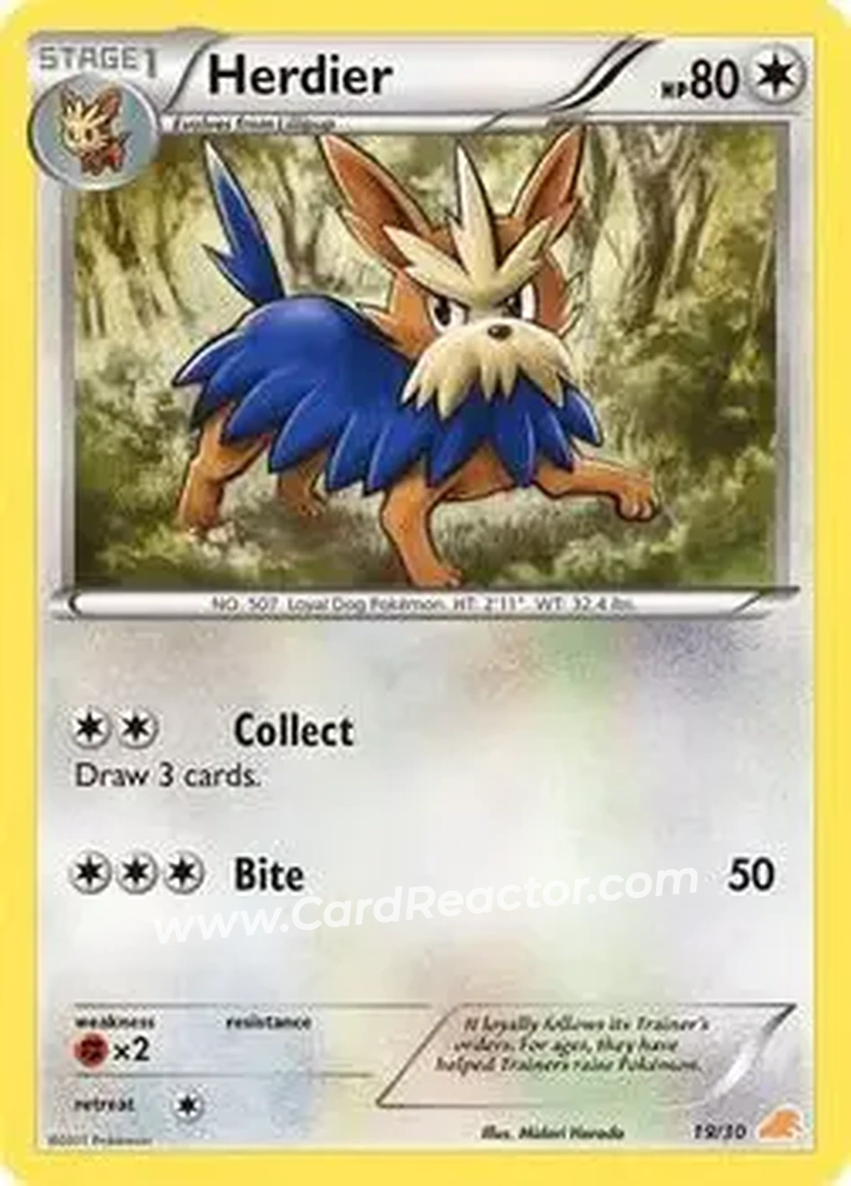 2011 Pokemon Black & White Trainer Kit: Excadrill & Zoroark #19/30 - Herdier - Front