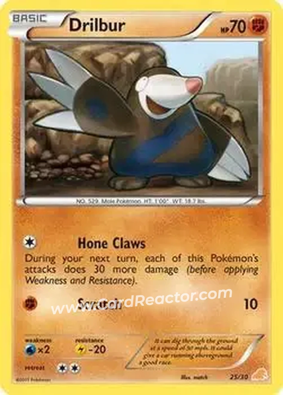 2011 Pokemon Black & White Trainer Kit: Excadrill & Zoroark #25/30 - Drilbur - Front
