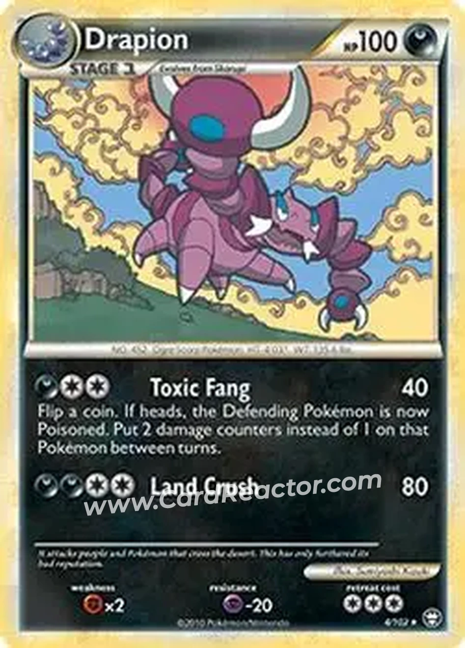 2010 Pokemon HeartGold & SoulSilver Triumphant #4/102 - Drapion - Front
