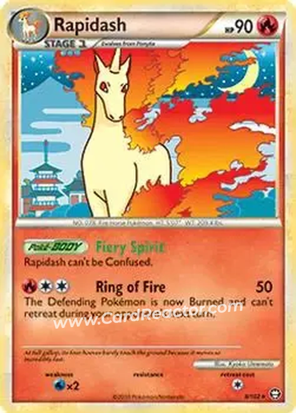 2010 Pokemon HeartGold & SoulSilver Triumphant #8/102 - Rapidash - Front