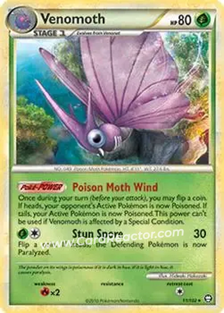 2010 Pokemon HeartGold & SoulSilver Triumphant #11/102 - Venomoth - Front