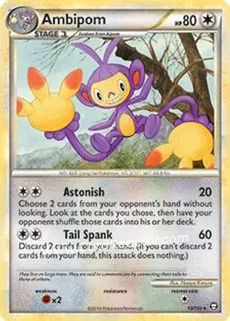 2010 Pokemon HeartGold & SoulSilver Triumphant #13/102 - Ambipom - Front