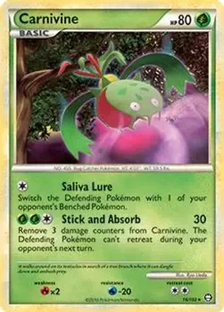 2010 Pokemon HeartGold & SoulSilver Triumphant #16/102 - Carnivine