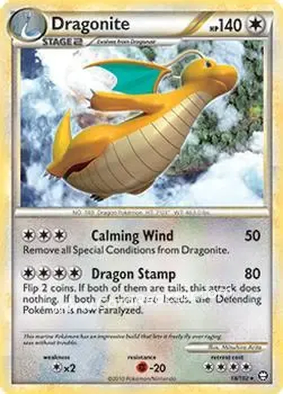 2010 Pokemon HeartGold & SoulSilver Triumphant #18/102 - Dragonite - Front
