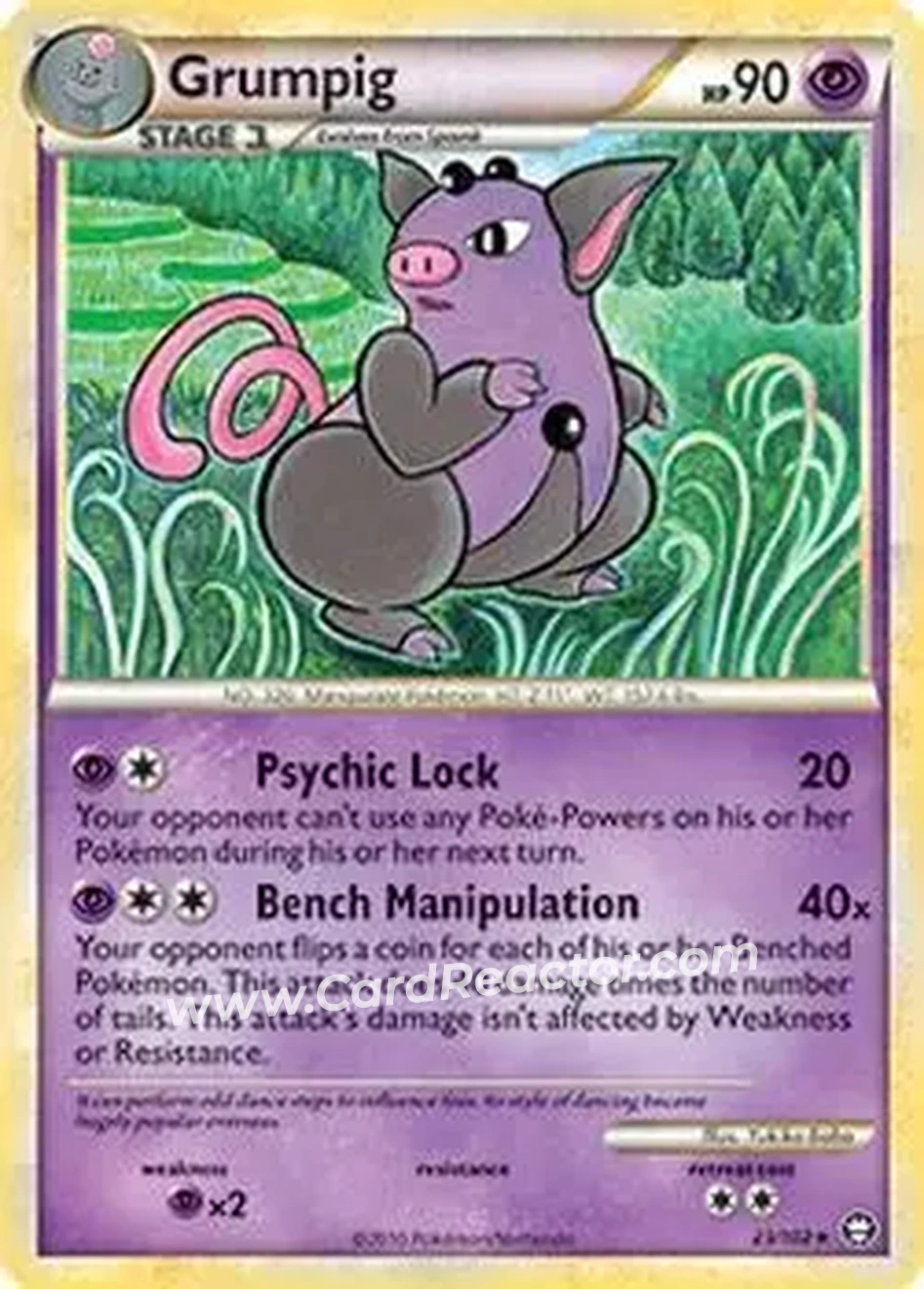 2010 Pokemon HeartGold & SoulSilver Triumphant #23/102 - Grumpig - Front