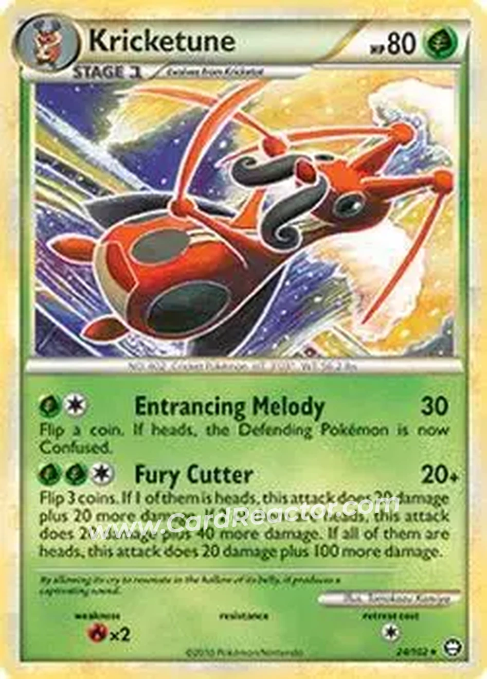 2010 Pokemon HeartGold & SoulSilver Triumphant #24/102 - Kricketune - Front