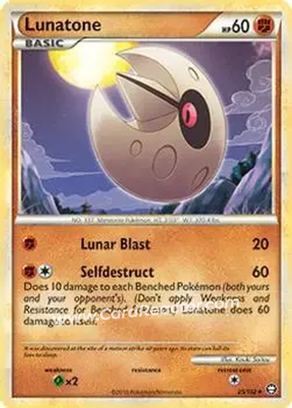 2010 Pokemon HeartGold & SoulSilver Triumphant #25/102 - Lunatone - Front