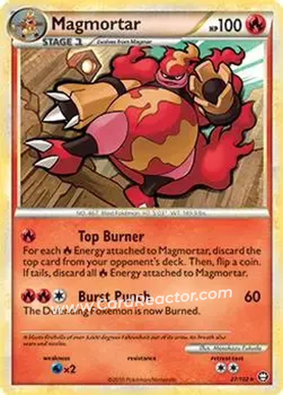 2010 Pokemon HeartGold & SoulSilver Triumphant #27/102 - Magmortar - Front